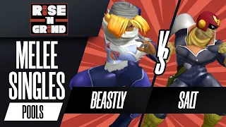 Beastly (Sheik/Fox) vs Salt (Captain Falcon) - Melee Singles Pools - Rise N Grind 2023