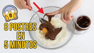 LOS 8 MEJORES POSTRES EN 5 MINUTOS | 8 recetas FÁCILES Y RÁPIDAS