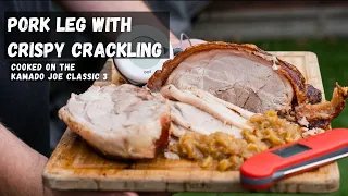 Smoked Pork Leg With Crispy Crackling Cooked On The Kamado Joe Classic 3 | Thermapen