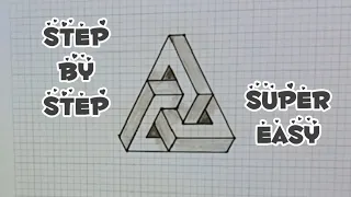 How to Draw an Impossible Triangle Easy / Step by Step for Beginners / Amazing 3D Drawing Triangle