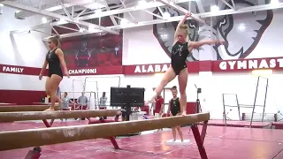 Shea Mahoney Shows Beautiful Beam Dance - Alabama Gymnastics Fall Visit 2016