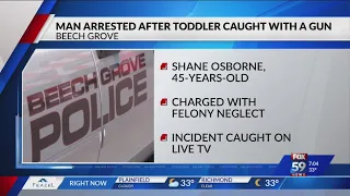 Beech Grove man arrested after toddler with gun caught on camera, shown on live TV