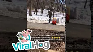 Kid's Toy Car Gets Stuck in the Snow || ViralHog