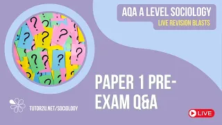 Paper 1 Pre-exam Q&A | AQA A Level Sociology 2024