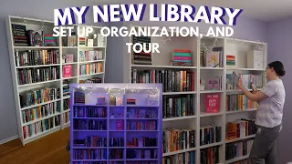 Building and Organizing my New Library! Set up, Organization and Book shelf Tour📚