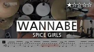 002 | Wannabe - Spice Girls  (★☆☆☆☆) | Drum Cover, Score, Sheet Music, Lessons, Tutorial | DRUMMATE