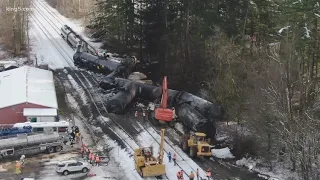 WATCH: Cleanup at site of train derailment in Whatcom County