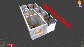 15x35 House Design in 3D with 2 Bedrooms and Kitchen