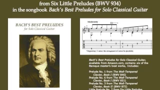 Bach's "Little Prelude No. 2” from Six Little Preludes (BWV 934), for classical guitar
