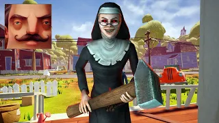 Hello Neighbor - My New Neighbor Big Evil Nun Maze Act 2 Trampoline Gameplay Walkthrough