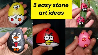 5 easy stone art ideas/Painting On Stones😊#shots #creative #satisfying