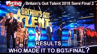 Results BGT 2018 Finalists Revealed - Britain's Got Talent 2018 Semi Final Group 2 S12E09