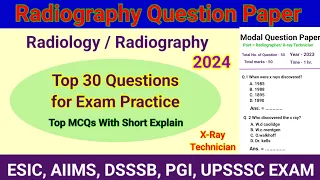 Radiography Modal Question Paper # Top 30 Mcqs Questions & Answers # Radiology Technical #in