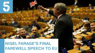 Full: Nigel Farage's farewell speech cut off by European Parliament for waving union flag | 5 News