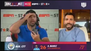 AGUERO REACTION TO REAL MADRID PENALTY AGAINST MAN CITY (CL SEMIS) 3-1