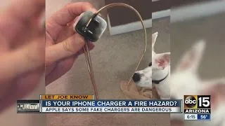 Counterfeit phone chargers causing dangerous fire hazard