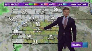 Iowa Weather Update: More 70s tomorrow, Tuesday washout