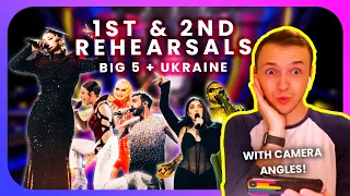 REHEARSALS Big 5 + Ukraine of Eurovision 2023: my reaction with camera angles! Rehearsal Roundup