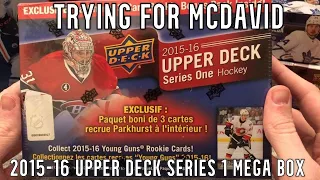 Trying for a McDavid Young Guns - 2015-16 Upper Deck Series 1 Hockey Card Mega Box Break