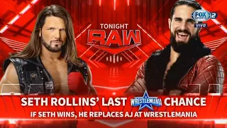 AJ Styles Vs Seth Rollins: Oportunidad para entrar a WM 38 - WWE Raw Español Latino: 21/03/2022