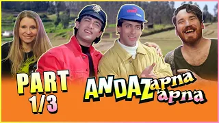 ANDAAZ APNA APNA MOVIE REACTION Part 1/3 | Amir khan and Salman Khan