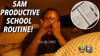 5AM PRODUCTIVE SCHOOL ROUTINE 📚📓 | Studying, getting work done, + more!