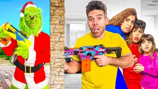 EL GRINCH nos RETA a UNA BATALLA de NERF|4PLUSONE