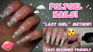 MODELONES POLYGEL NAILS EASY 'LAZY GIRL' METHOD! | SIMPLE CLOUDS NAIL ART