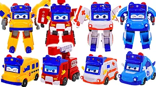 GoGoBus fire truck, embulance, police car, school bus transform robots! Go! | DuDuPopTOY