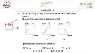 12B MEB Fizik Kazanım Kavrama Testi-4 (Isı ve Sıcaklık-2) [2020]