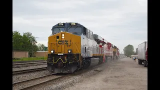 (4K) CSX 1776 leads equipment out of FP.