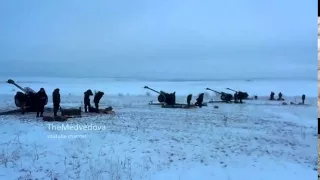 Артиллерия ДНР бьет по позициям АТО   Militias artillery firing