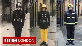 Three generations of firefighters in the same spot