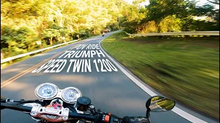 Triumph Speed Twin 1200 - Sunset Mountain Ride - POV Ride - Pure Sound