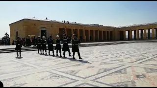 Guard changing ceremony on Ataturk Tomb Istanbul Turkey