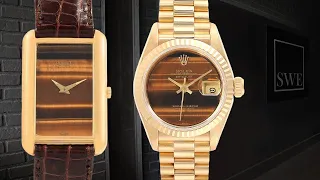 Tiger Eye Dial Watches Piaget 9228 & Rolex President Datejust Yellow Gold 69178 | SwissWatchExpo