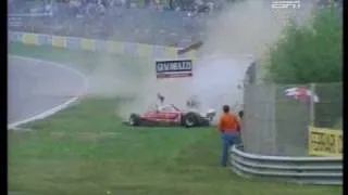 Jody Scheckter crashes hard at Imola.