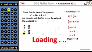 GCE A Level Math Correction - June 2021