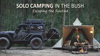 SOLO Bush Camping in Australia [ Relaxing, Campfire cooking, Car: Jeep Wrangler ] SoC 17