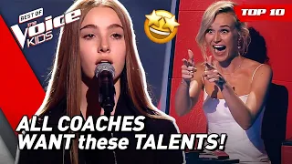 GREATEST ALL CHAIR TURN Blind Auditions in The Voice Kids ever! 😱 | Top 10