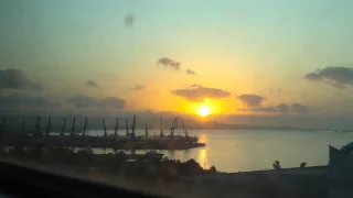 Баку, восход солнца над Каспийским морем / Bakı, Xəzər dənizində sunrise