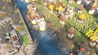 MASSIVE RIVER DEFENSE BATTLE - Age of Empires 4 Gameplay