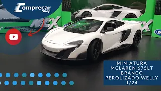 MINIATURA MCLAREN 675LT BRANCO PEROLIZADO WELLY 1/24 - COMPRECARSHOP