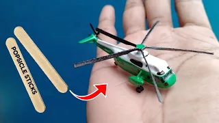 Make a Sikorsky VH-3D Sea King Marine One helicopter out of popsicle sticks