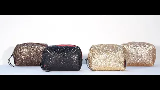 NFI essentials Glittery Pouch for Women Stylish Pouches for Accessories Storage Cosmetic Makeup Bag