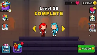 Red and Blue Stickman 2 Level 56 57 58 59 60