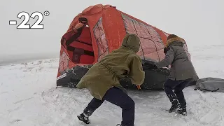 HOT TENT CAMP WITH STOVE IN A SNOW STORM || WE WERE TRAPPED IN THE SNOW