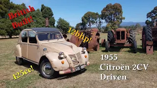 British-built 1955 2CV road test, in Tasmania, Australia! 425cc!