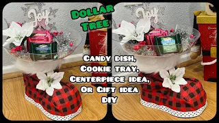 Dollar Tree Santa boot DIY | Christmas decor | candy or cookie dish | Santa boot gift idea cocoa bar