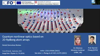 Daniel Goncalves-Romeu "Quantum nonlinear optics based on 2D Rydberg atom arrays"